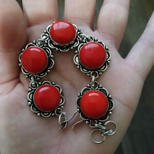New Coral 925 Silver Bracelet. 